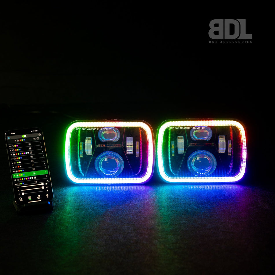 Bushdoof - 5X7" LED Colour Chasing Headlights - 4X4OC™ | 4x4 Offroad Centre