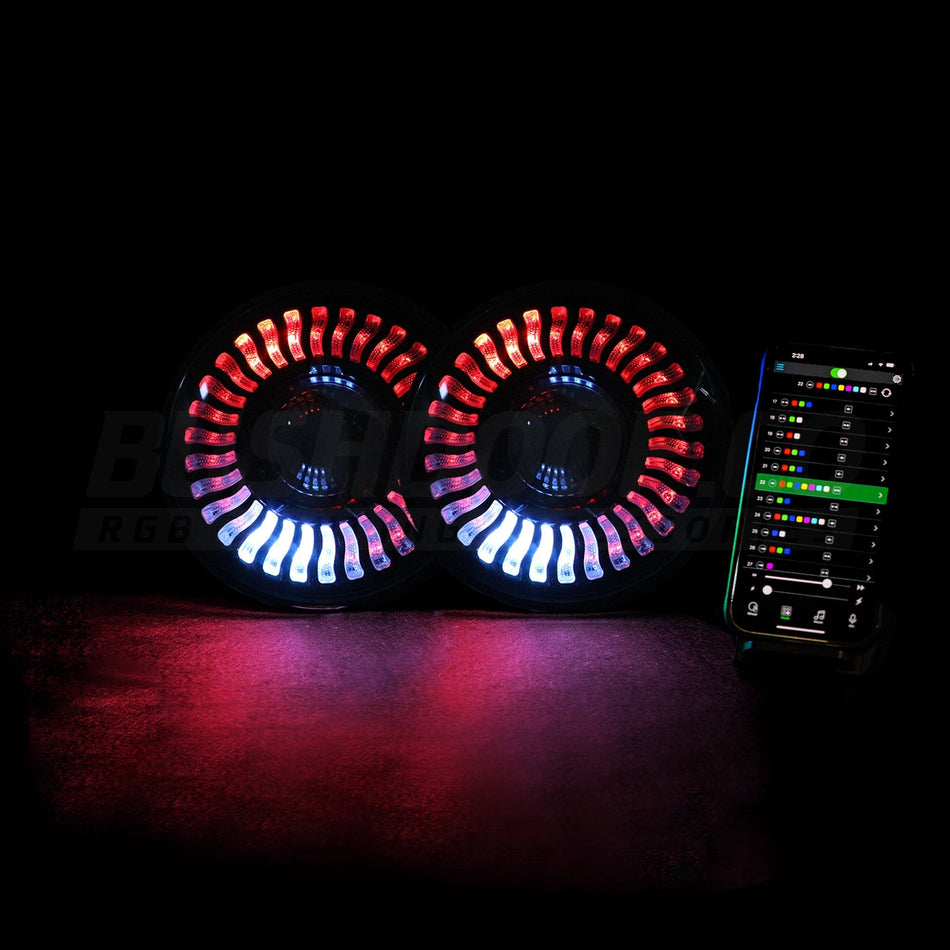 Bushdoof - 7" 'Firewheel' LED Colour Chasing Headlights - 4X4OC™ | 4x4 Offroad Centre