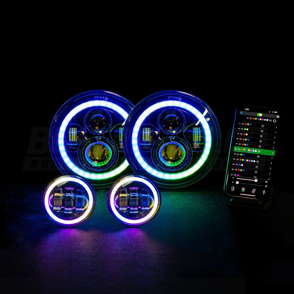 Bushdoof - Colour Chasing 'Halo' Headlight & Fog Light Bundle - 4X4OC™ | 4x4 Offroad Centre