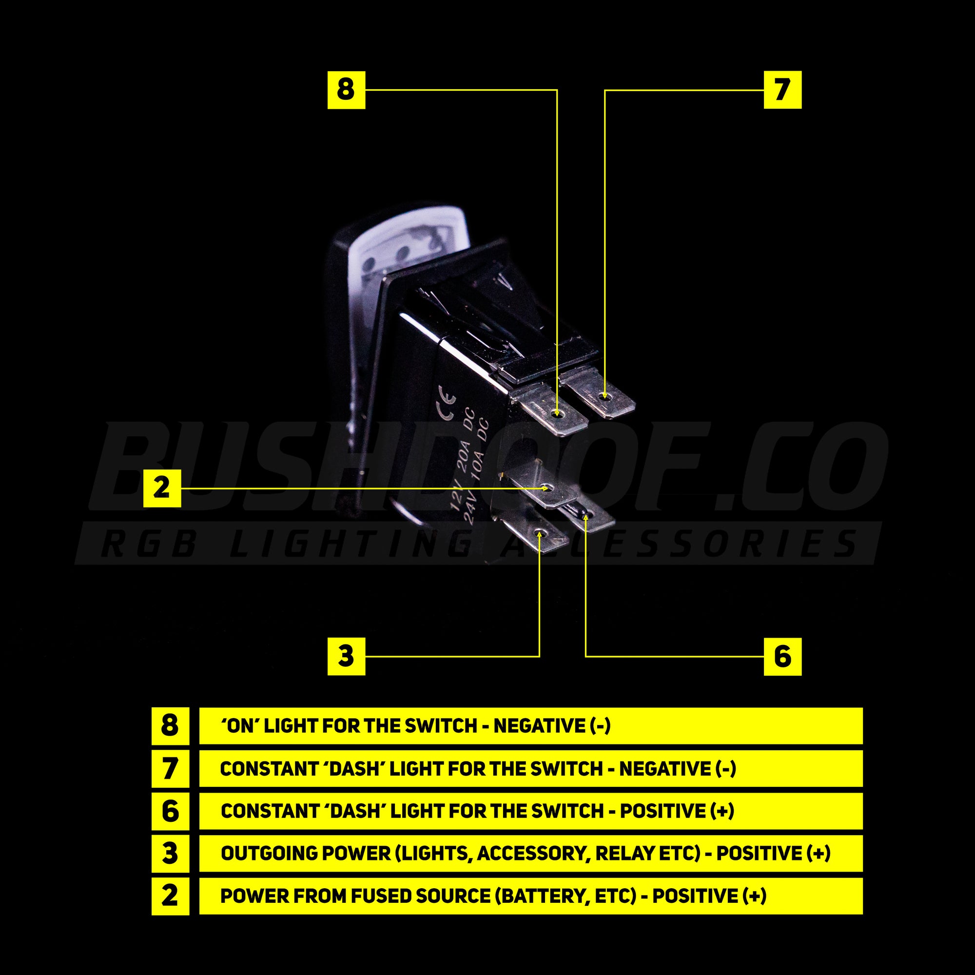 Bushdoof - Rock Light 5 Pin Rocker Switch - 4X4OC™ | 4x4 Offroad Centre