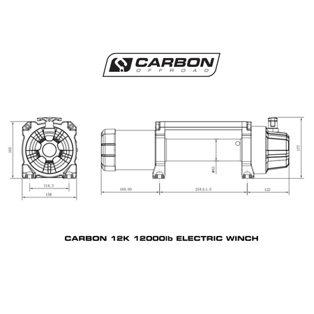 Carbon Offroad - Carbon 12K - 12000lb Winch and Black Hook Installers Combo Deal - 4X4OC™ | 4x4 Offroad Centre