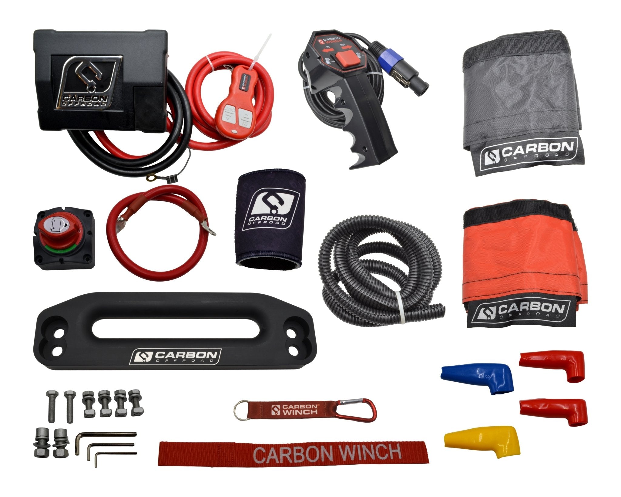 Carbon Offroad - Carbon 12K - 12000lb Winch and Orange Hook Installers Combo Deal - 4X4OC™ | 4x4 Offroad Centre