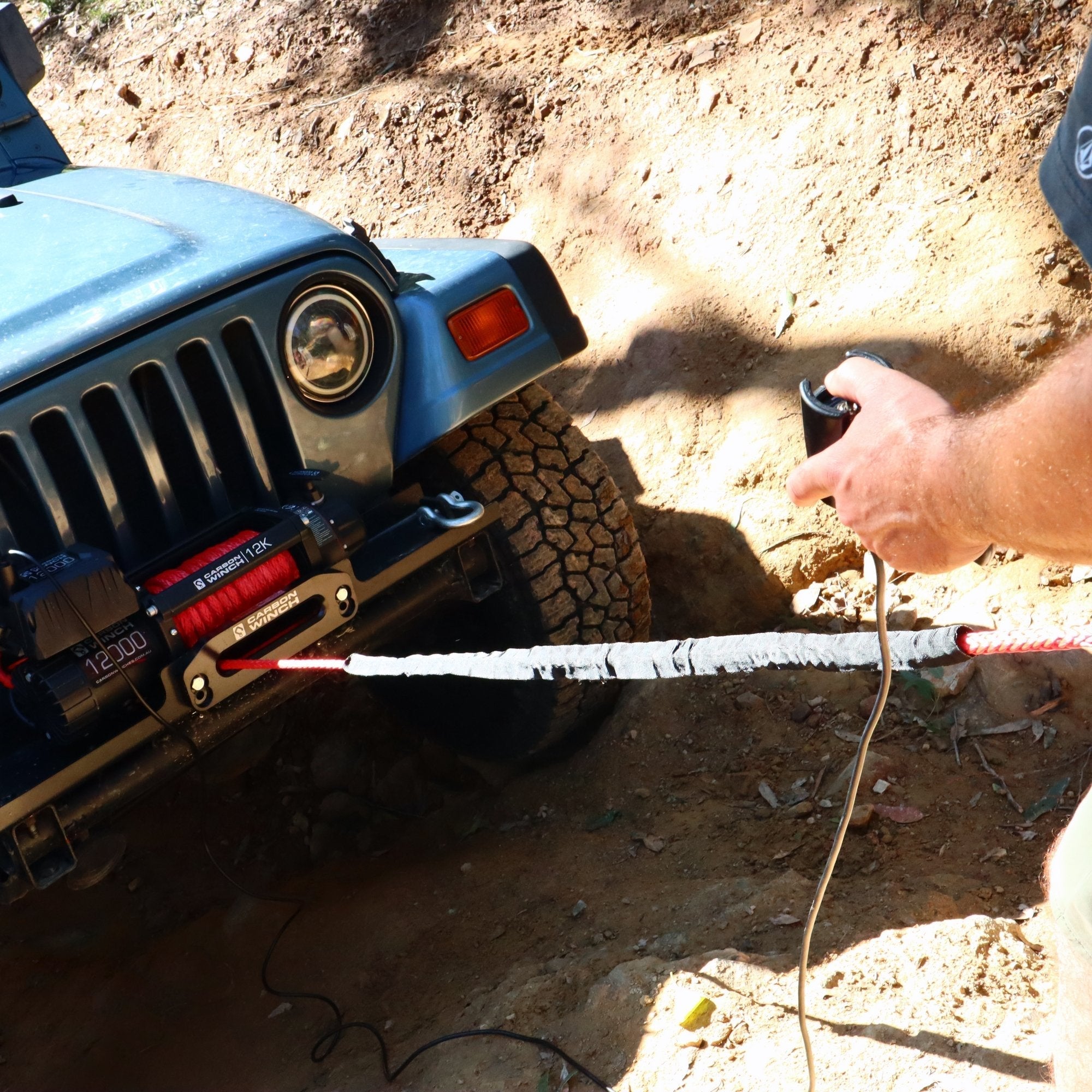 Carbon Offroad - Carbon 12K - 12000lb Winch and Orange Hook Installers Combo Deal - 4X4OC™ | 4x4 Offroad Centre