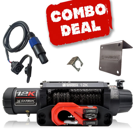 Carbon Offroad - Carbon 12K - 12000lb Winch and Red Hook Installers Combo Deal - 4X4OC™ | 4x4 Offroad Centre