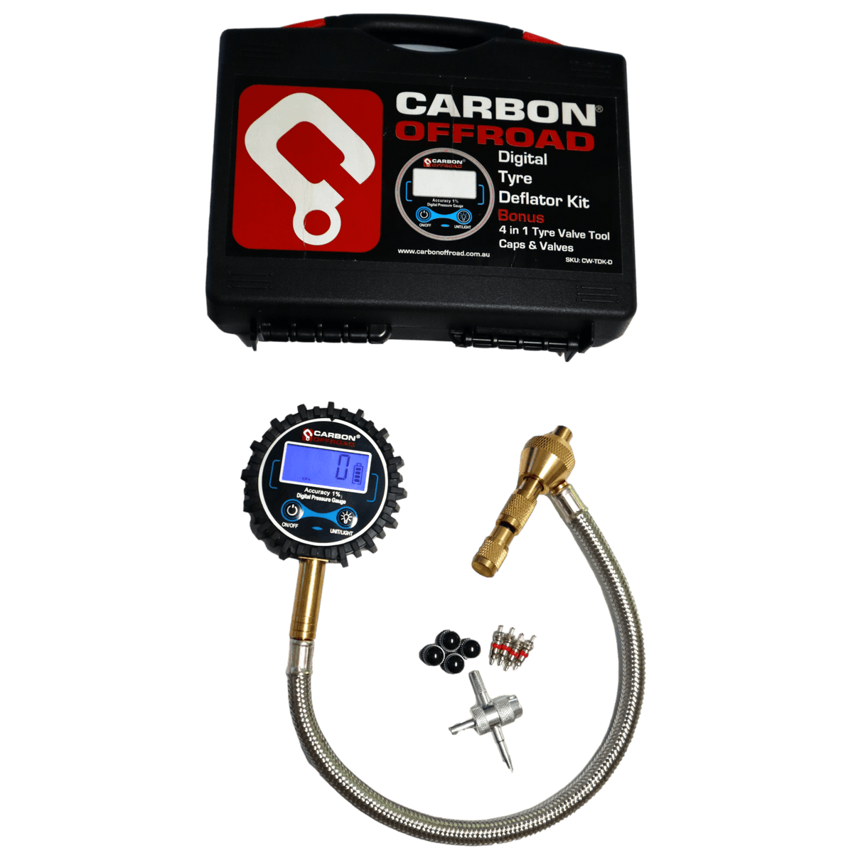 Carbon Offroad - Carbon Offroad Digital Speedy Tyre Deflator/ Pressure Gauge - 4X4OC™ | 4x4 Offroad Centre