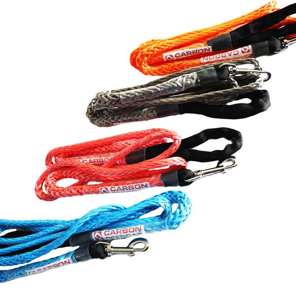 Carbon Offroad - Carbon Offroad ORANGE Beastline Winch Rope Dog Lead Kit 2m x 8mm Stainless Hardware - 4X4OC™ | 4x4 Offroad Centre