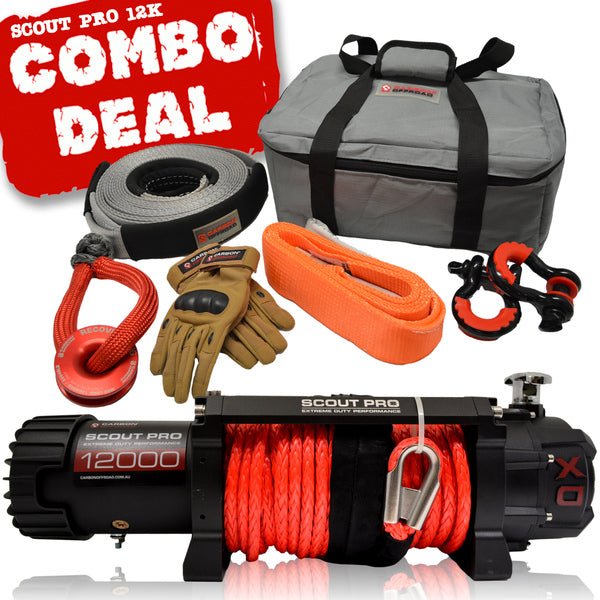 Carbon Offroad - Carbon Scout Pro - 12000lb Winch and Recovery Kit Combo - 4X4OC™ | 4x4 Offroad Centre