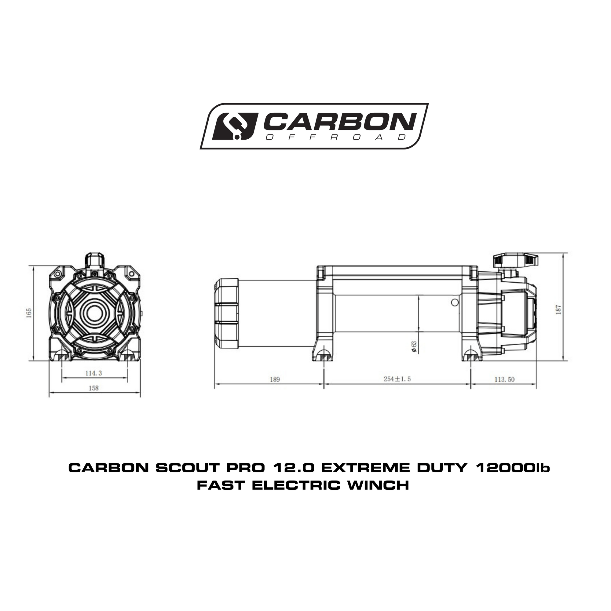 Carbon Offroad - Carbon Scout Pro - 12000lb Winch and Recovery Kit Combo - 4X4OC™ | 4x4 Offroad Centre