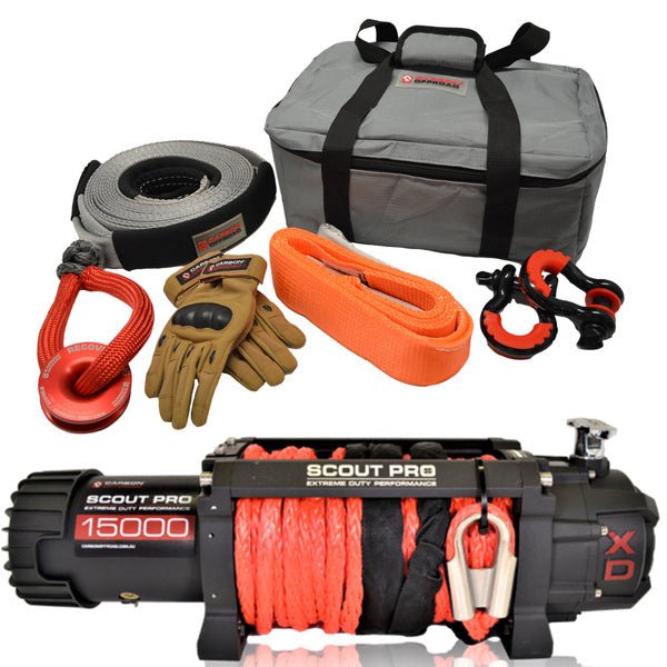 Carbon Offroad - Carbon Scout Pro - 15000lb Winch and Recovery Kit Combo - 4X4OC™ | 4x4 Offroad Centre