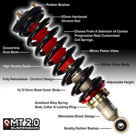 Carbon Offroad - MT 2.0 Ford Everest 2015 - 2019 Front Adjustable Struts 2 - 3 Inch - 4x4 Offroad Centre