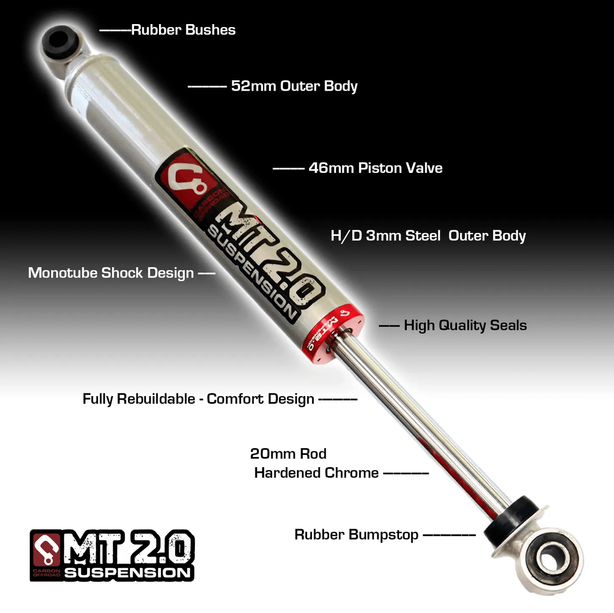 Carbon Offroad - MT2.0 Fits Toyota FJ Cruiser Strut Shock Kit 2 - 3 Inch - 4X4OC™ | 4x4 Offroad Centre