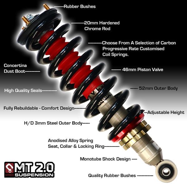 Carbon Offroad - MT2.0 Isuzu D - MAX 2012 - 2020 Strut Shock Kit 2 - 3 Inch - 4X4OC™ | 4x4 Offroad Centre