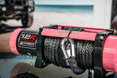 Carbon Offroad - The Pink Carbon 12K - 12000lb Pink Winch With Pink Hook V3 - 4x4 Offroad Centre