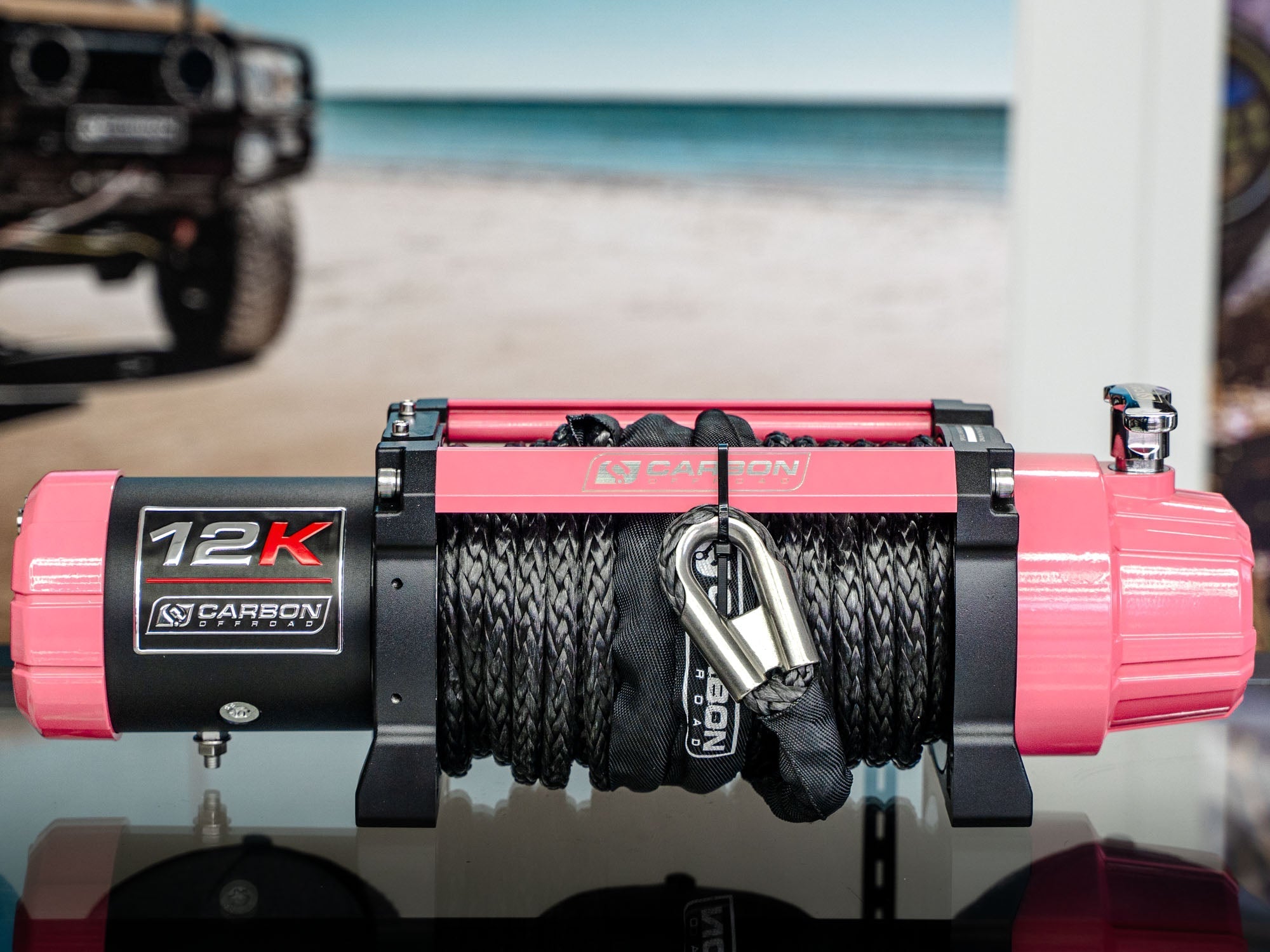 Carbon Offroad - The Pink Carbon 12K - 12000lb Pink Winch With Pink Hook V3 - 4x4 Offroad Centre