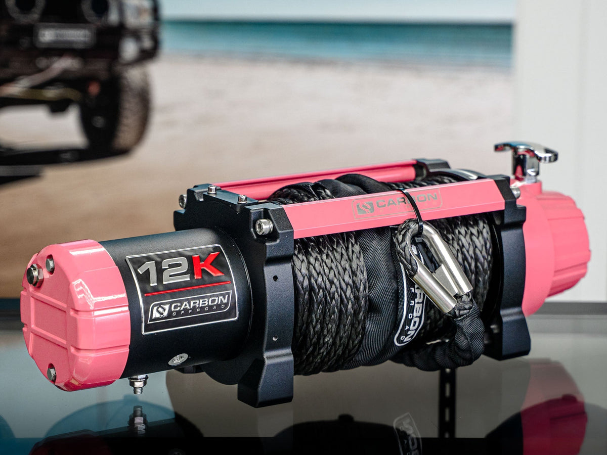 Carbon Offroad - The Pink Carbon 12K - 12000lb Pink Winch With Pink Hook V3 - 4x4 Offroad Centre