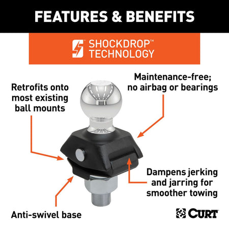 CURT - CURT RockerBall - ShockDrop 50mm Tow Ball - 4X4OC™ | 4x4 Offroad Centre