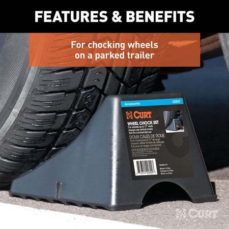 CURT - CURT Wheel Chock Set (Up To 17" Wide Wheels) - 4x4 Offroad Centre