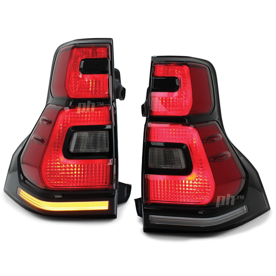 Panel House - Black LED Tail Lights Sequential PAIR Fits Toyota Landcruiser Prado 150SER 09 - 16 - 4X4OC™ | 4x4 Offroad Centre