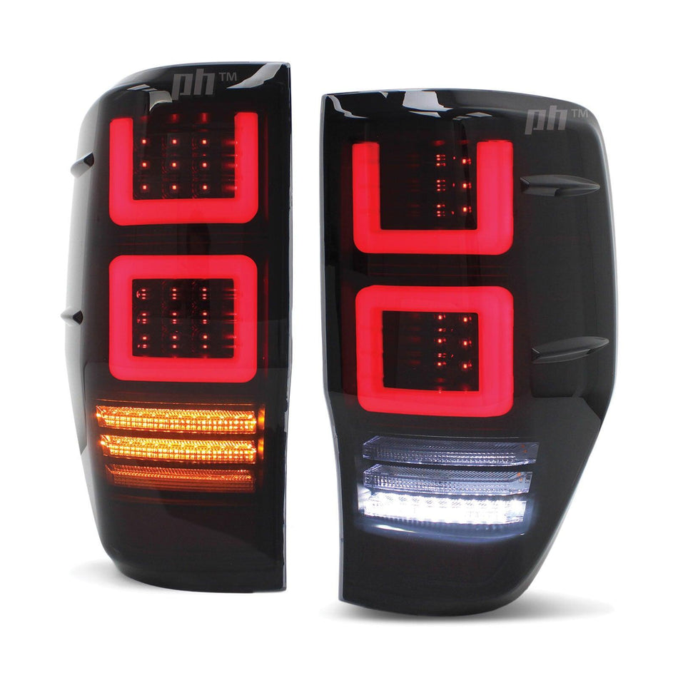 Panel House - Black SMOKED LED Tail Lights Vogue Style PAIR fits Ford Ranger PX & Raptor 11 - 21 - 4X4OC™ | 4x4 Offroad Centre