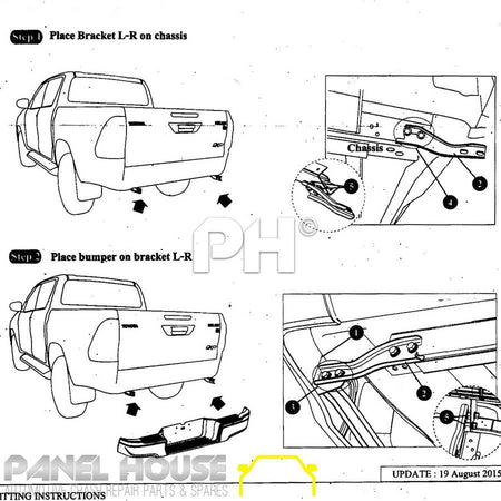 Panel House - Bumper Bar REAR Chrome Step Fits Toyota Hilux 15 - 20 - 4X4OC™ | 4x4 Offroad Centre