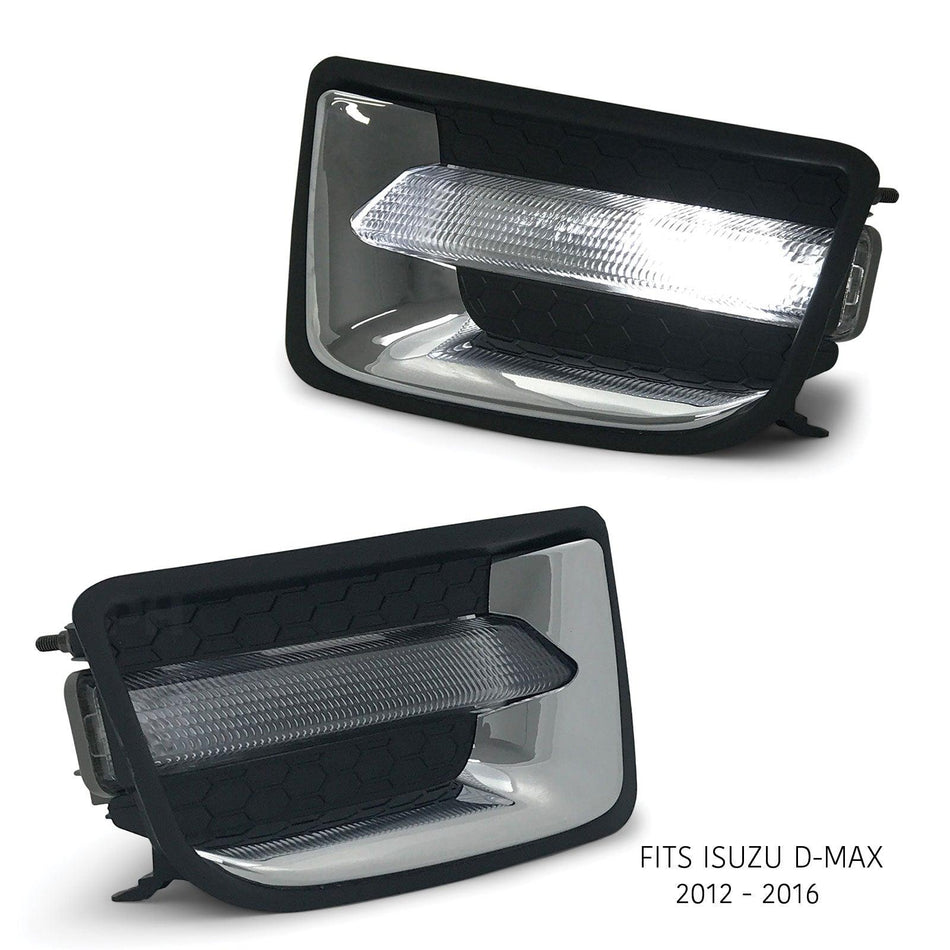 Panel House - Daytime Running Light DRL Style Fog Lights PAIR Fits Isuzu DMax 2012 - 2016 - 4X4OC™ | 4x4 Offroad Centre