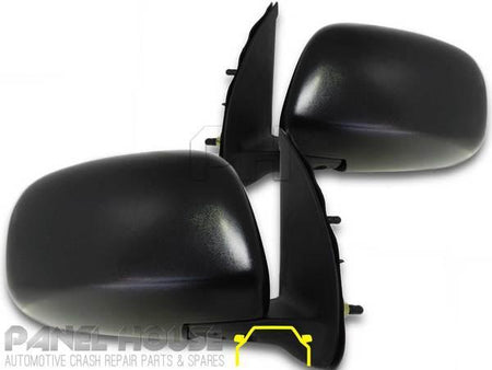 Panel House - Door Mirror PAIR Black Manual Fits Toyota HILUX Ute GGN KUN TGN 05 - 11 - 4X4OC™ | 4x4 Offroad Centre