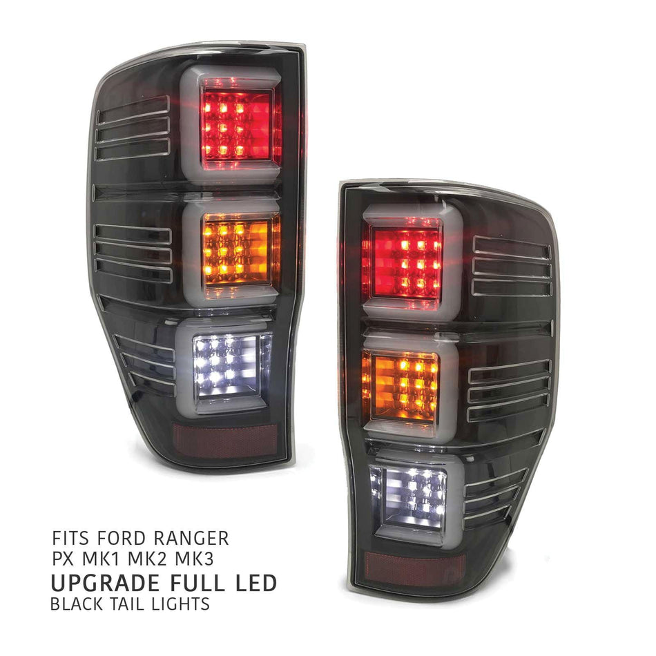 Panel House - Full LED Black Tail Lights PAIR Upgrade fits Ford Ranger T6 PX MK1 MK2 MK3 11 - 19 - 4X4OC™ | 4x4 Offroad Centre