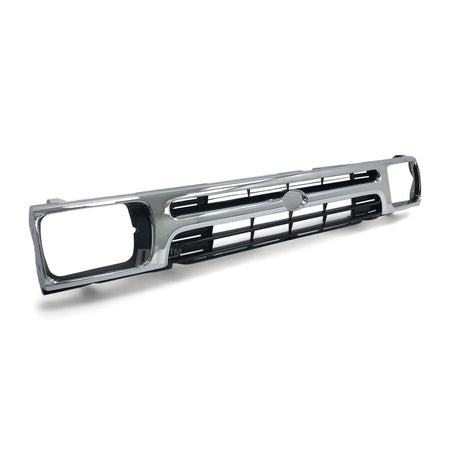 Panel House - Grill 1 Piece Chrome & Black Twin Bar Style Fits Toyota Hilux 2WD Workmate 89 - 96 - 4X4OC™ | 4x4 Offroad Centre