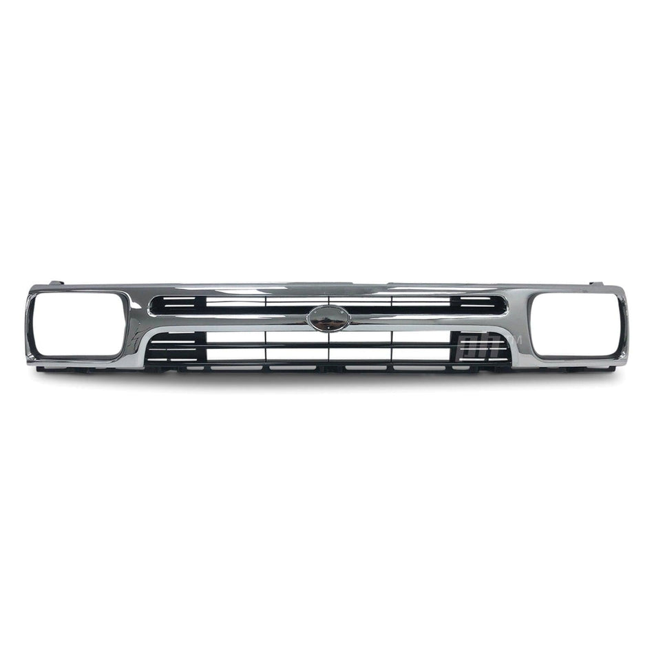 Panel House - Grill 1 Piece Chrome & Black Twin Bar Style Fits Toyota Hilux 2WD Workmate 89 - 96 - 4X4OC™ | 4x4 Offroad Centre