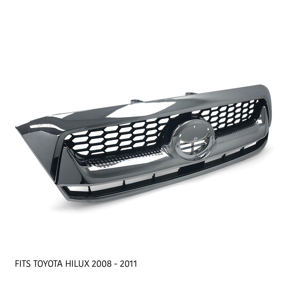 Panel House - Grill FULL CHROME Fits Toyota Hilux Ute 2008 - 2011 SR5 Workmate - 4X4OC™ | 4x4 Offroad Centre