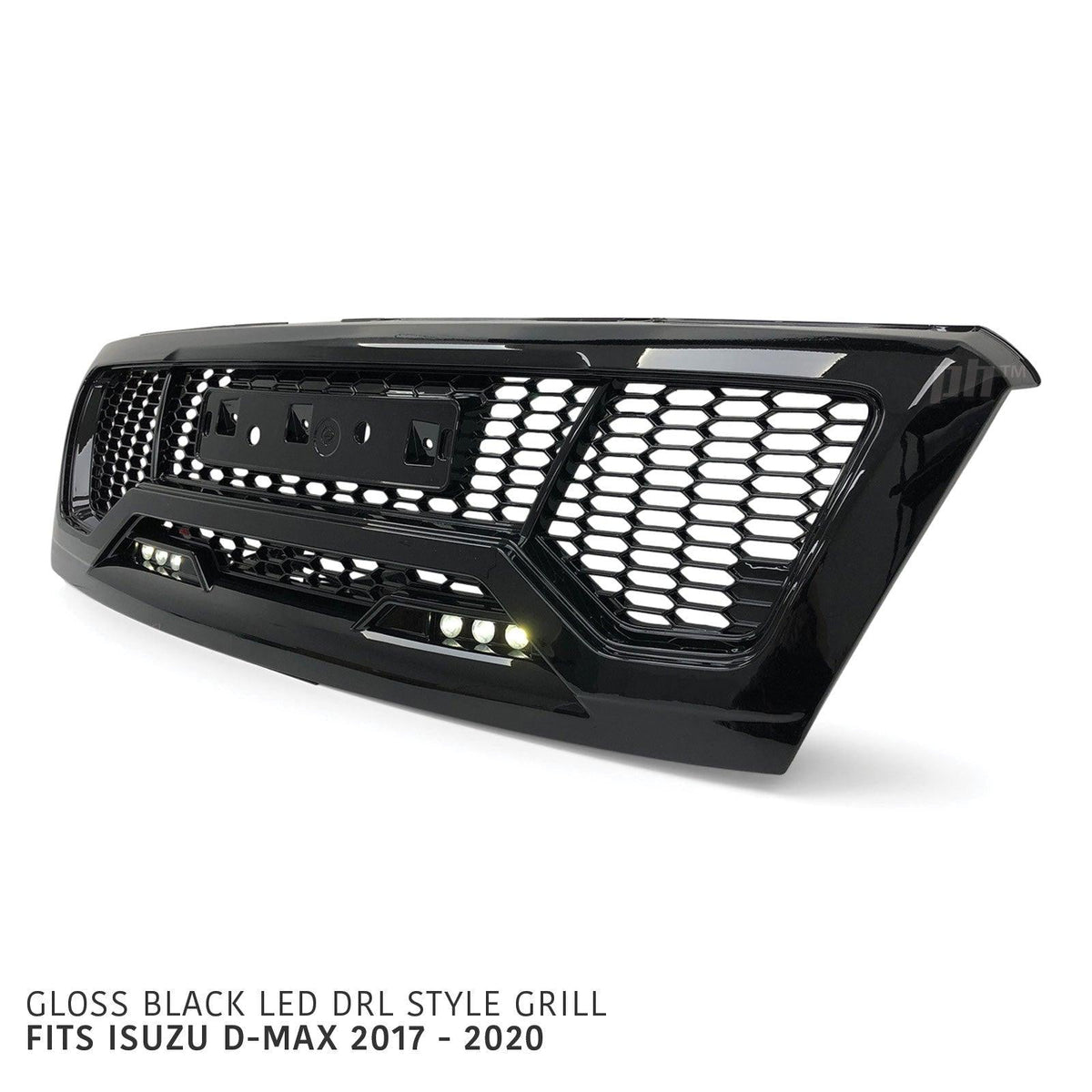 Panel House - Grill Gloss Black LED DRL Style Fits Isuzu DMAX 2017 - 2020 2WD 4WD - 4X4OC™ | 4x4 Offroad Centre