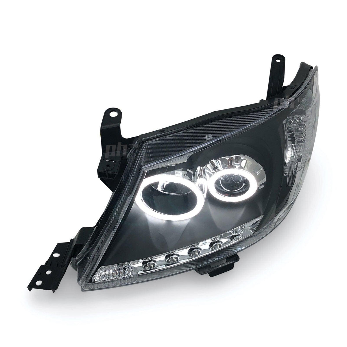 Panel House - Headlights Black DRL Projector HALO Angel Eyes Fits Toyota Hilux N70 2005 - 04 - 11 - 4X4OC™ | 4x4 Offroad Centre