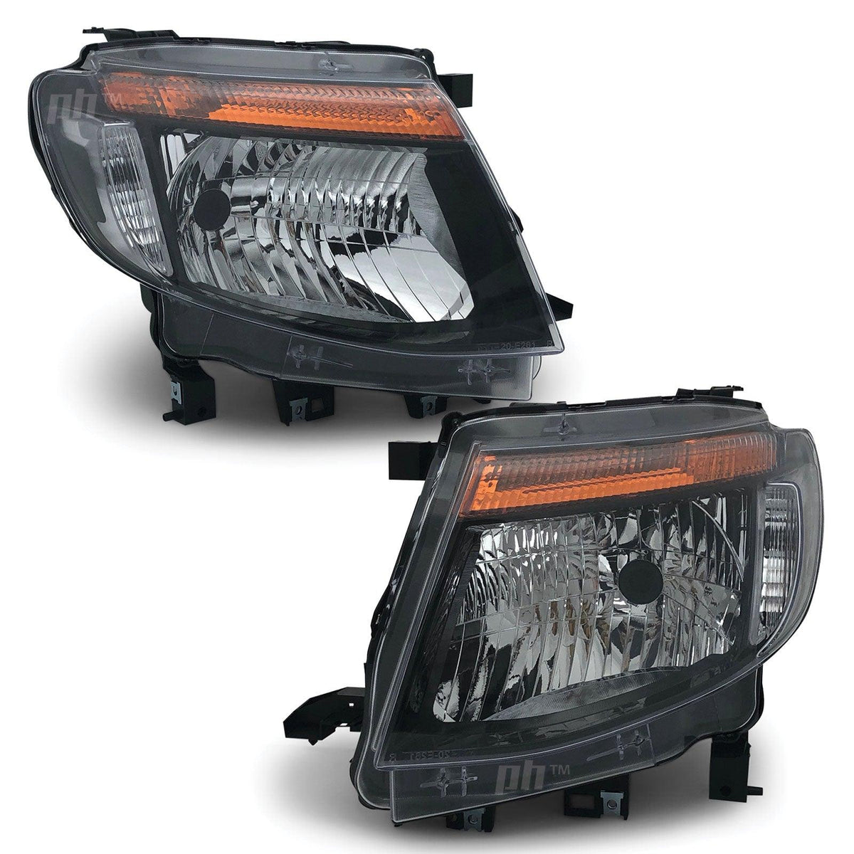 Panel House - Headlights Black PAIR fits Ford Ranger PX MK1 XL XLT WILDTRAK 11 - 15 - 4X4OC™ | 4x4 Offroad Centre