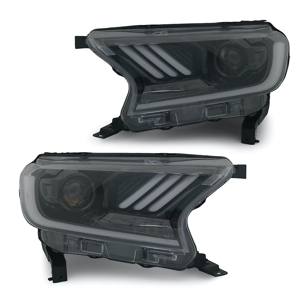 Panel House - Headlights Black PAIR LED Sequential Indicator fits Ford Ranger PX MK2 MK3 Wildtrak Raptor 15 - 20 - 4X4OC™ | 4x4 Offroad Centre