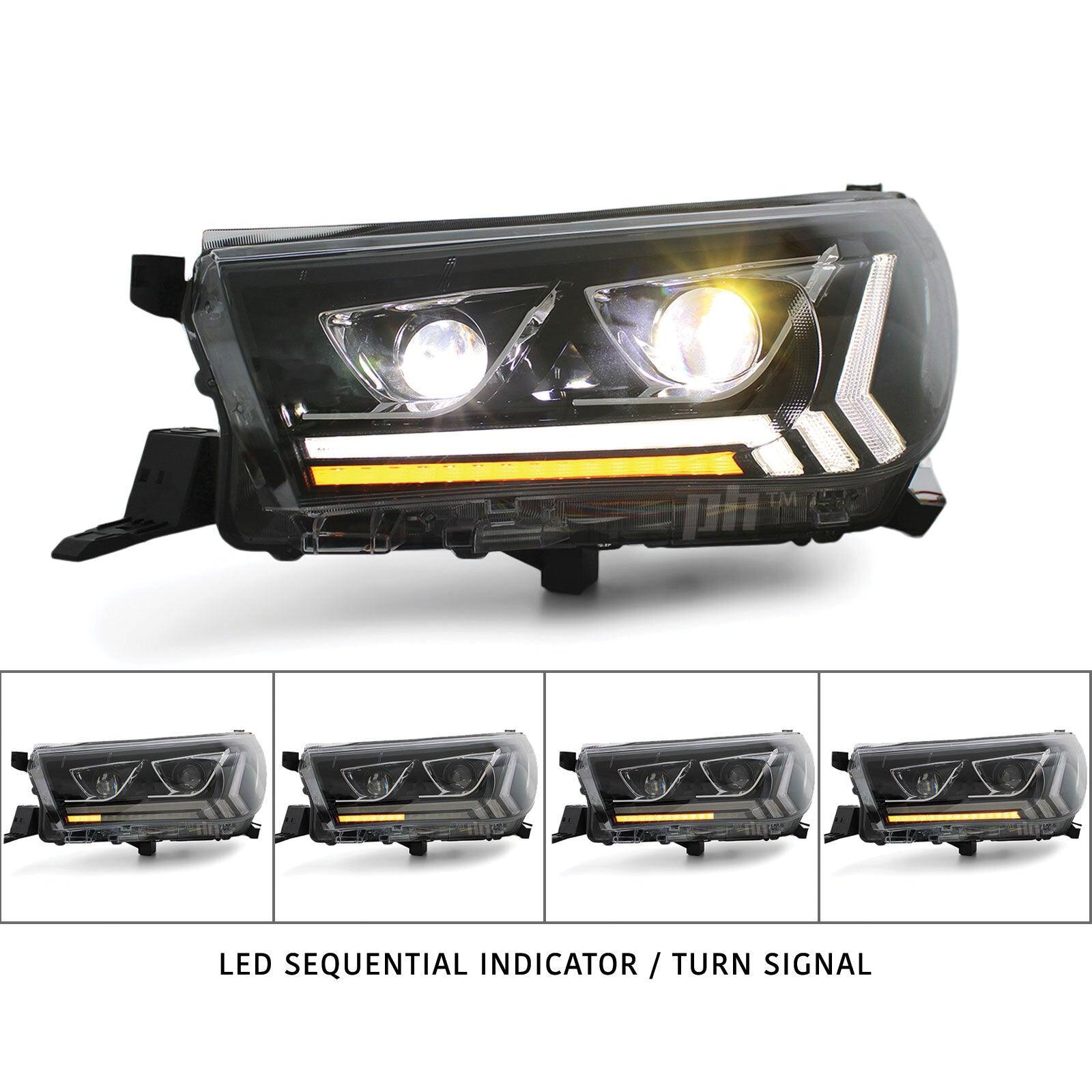 Panel House - Headlights LED DRL Dual Projector Sequential fits Toyota Hilux N80 2015 - 2020 - 4X4OC™ | 4x4 Offroad Centre