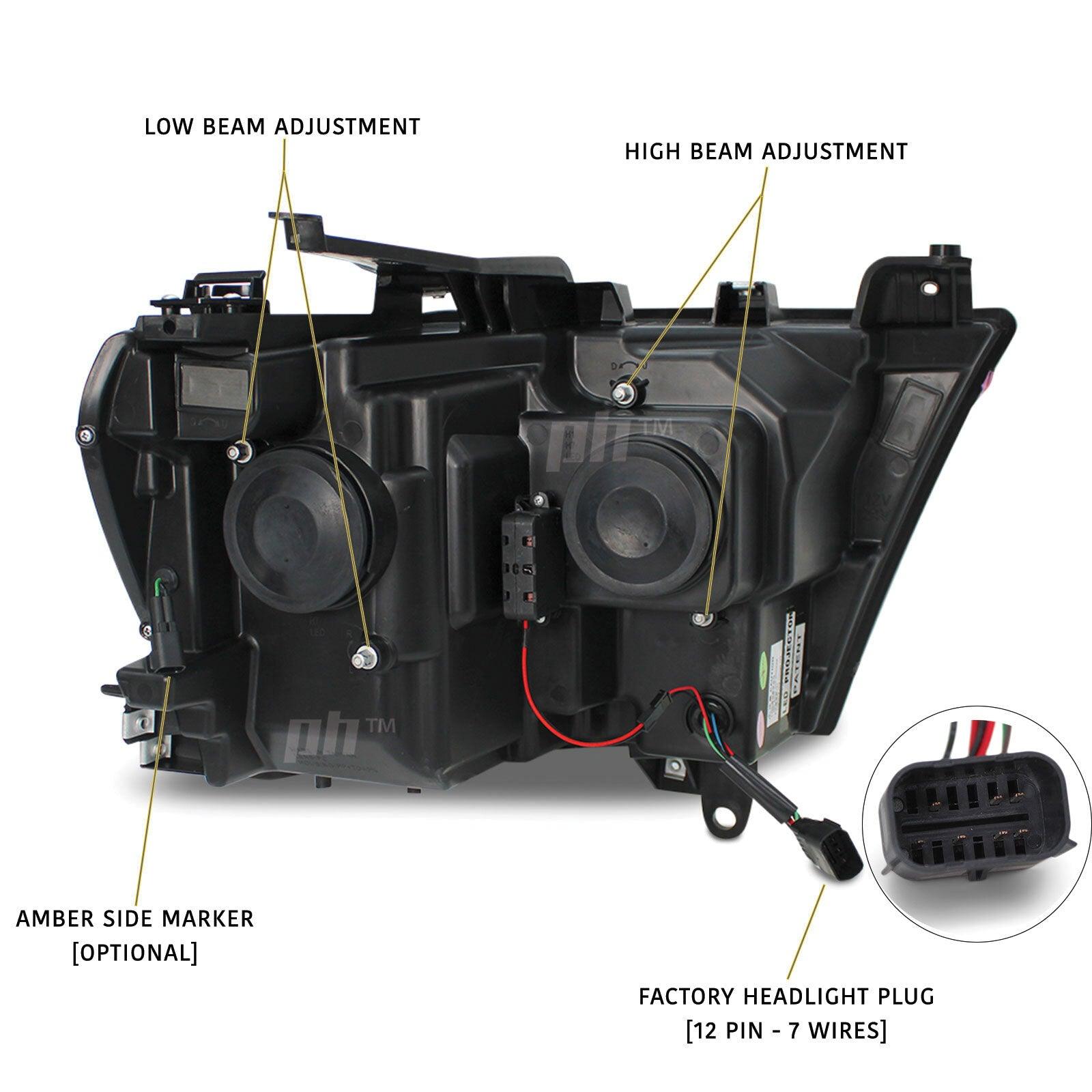 Panel House - Headlights LED Dual Projector Sequential Indicator fits Dodge RAM 1500 DT 19 - 21 - 4X4OC™ | 4x4 Offroad Centre