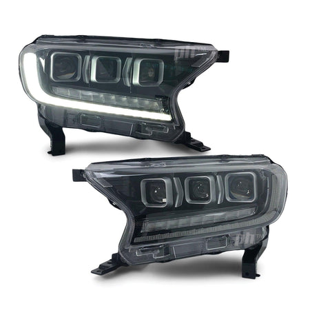 Panel House - Headlights PAIR Bugatti Style LED Sequential Indicator fits Ford Ranger PX MK2 MK3 Wildtrak Raptor 15 - 20 - 4X4OC™ | 4x4 Offroad Centre