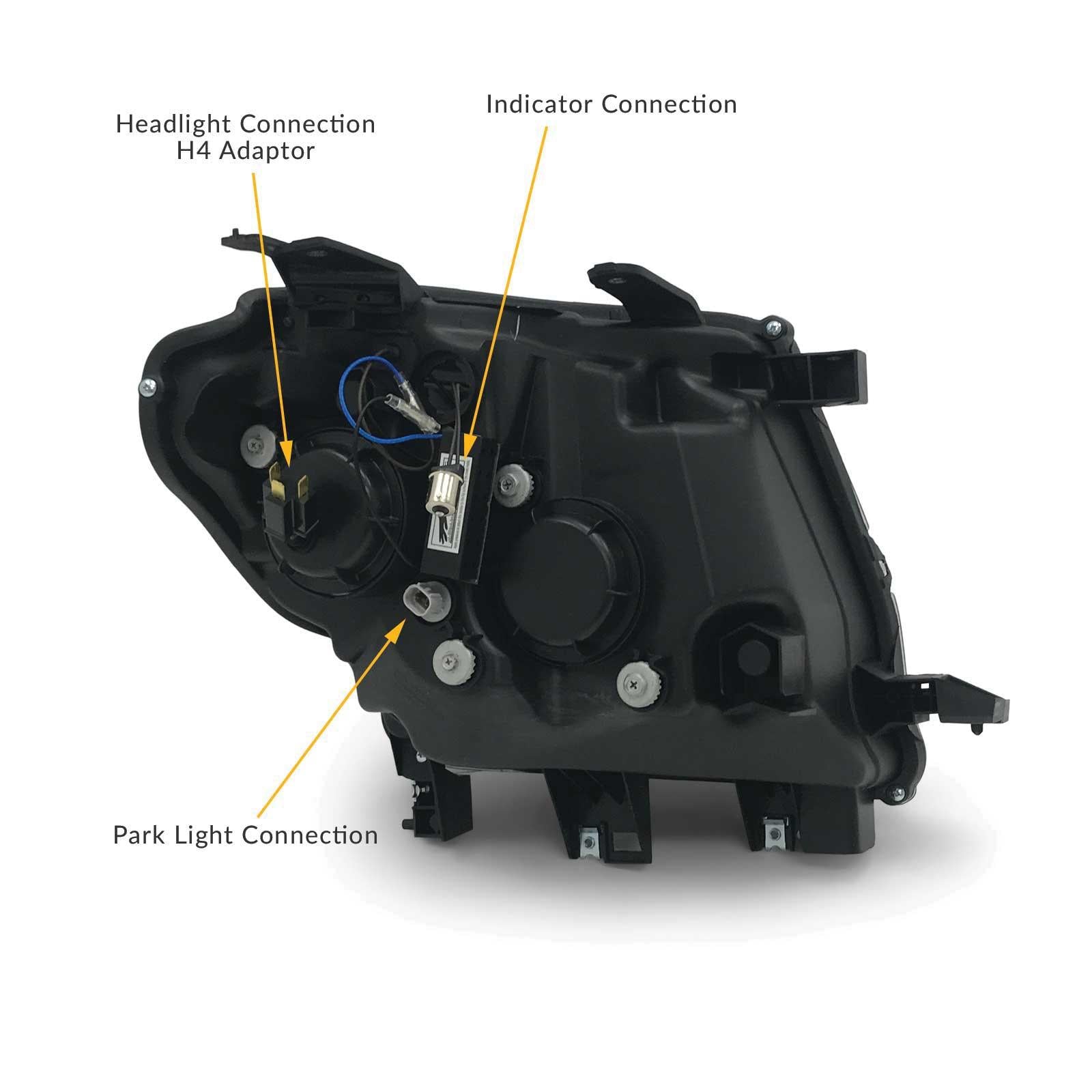 Panel House - Headlights PAIR DRL Style with LED Indicator fits Ford Ranger PX MK1 XL XLT WILDTRAK 11 - 15 - 4X4OC™ | 4x4 Offroad Centre