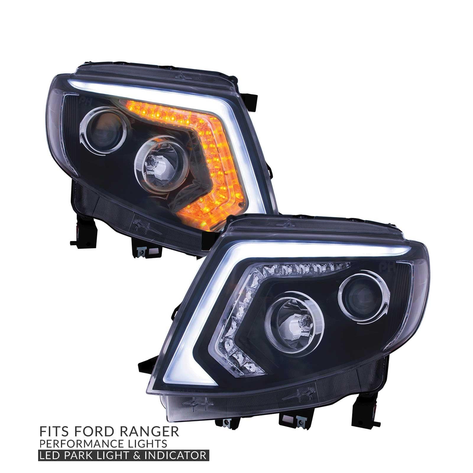 Panel House - Headlights PAIR DRL Style with LED Indicator fits Ford Ranger PX MK1 XL XLT WILDTRAK 11 - 15 - 4X4OC™ | 4x4 Offroad Centre