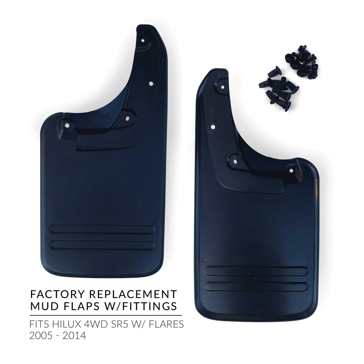 Panel House - Mud Flaps & Screws PAIR Rear Plastic 58cm long fits Toyota Hilux Ute 05 - 14 4WD SR5 - 4X4OC™ | 4x4 Offroad Centre