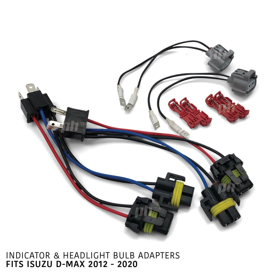 Panel House - Projector Upgrade Headlight & Indicator Wiring Adapter Kit for Isuzu DMAX EX SX H4 Plug 12 - 20 - 4X4OC™ | 4x4 Offroad Centre