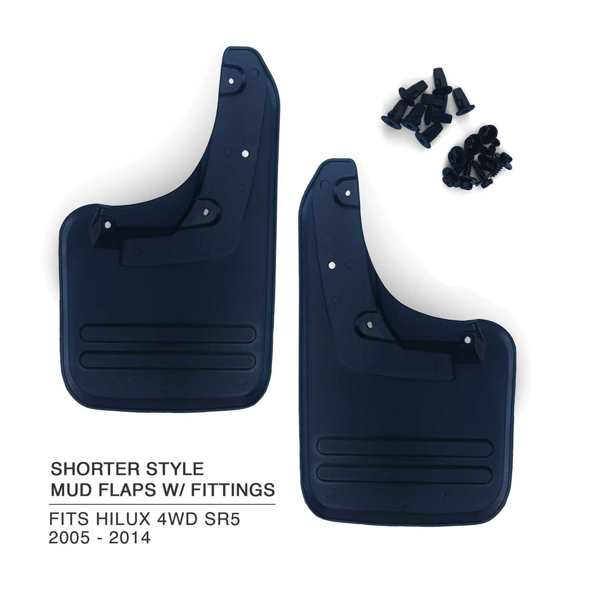 Panel House - Rear Mud Flaps PAIR Shorter Style & Screws Fits Toyota Hilux 05 - 14 4WD SR5 - 4X4OC™ | 4x4 Offroad Centre