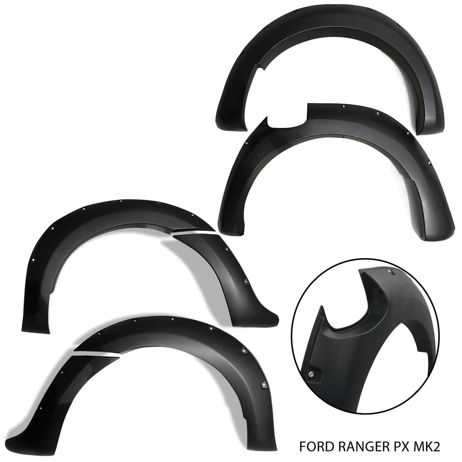 Panel House - Smooth Wide Bolt On Style Fender Flare Kit 6 Piece Fits Ford Ranger PX MK2 15 - 18 - 4X4OC™ | 4x4 Offroad Centre