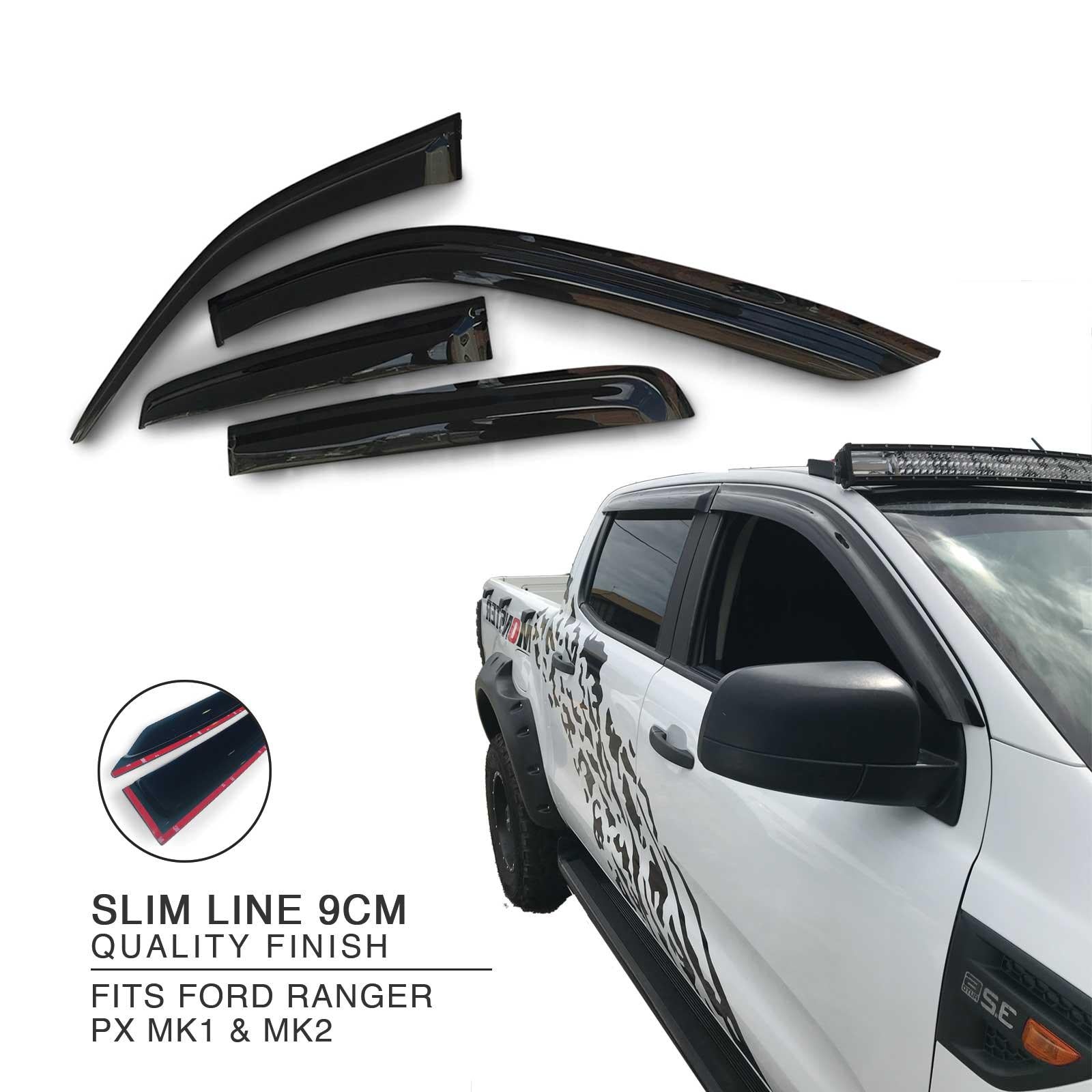 Panel House - Weather Shield Window Visors SET Fits Ford Ranger PX MK1 MK2 MK3 Raptor Wildtrak - 4X4OC™ | 4x4 Offroad Centre