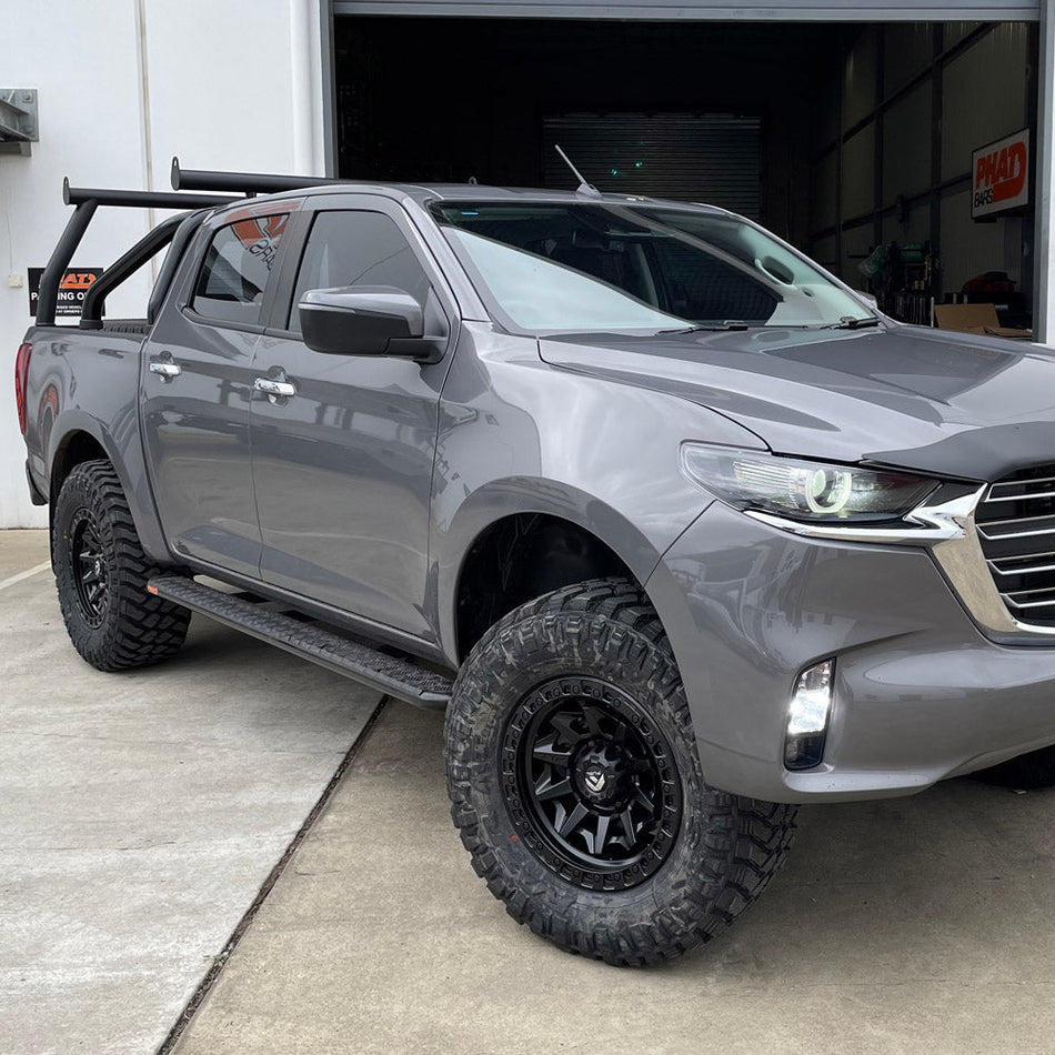 PHAT Bars - Mazda BT50 TF 2020+ FLAT Rock Sliders / Side Steps - P/C Ally Checkerplate Tread - 4X4OC™ | 4x4 Offroad Centre