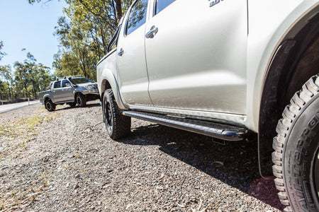 PHAT Bars - Toyota Hilux N70 FLAT Rock Sliders / Side Steps - P/C Ally Checkerplate Tread - 4X4OC™ | 4x4 Offroad Centre