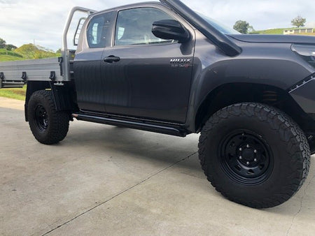 PHAT Bars - Toyota Hilux N80 ANGLED Rock Sliders / Side Steps - Powdercoated - 4X4OC™ | 4x4 Offroad Centre