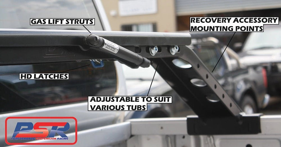 PSR - Performance Suspension Racing - Mitsubishi Triton (2005 - 2014) MN - ML PSR Tilt Up Baja Style Roof Top Tent Mount - 4X4OC™ | 4x4 Offroad Centre