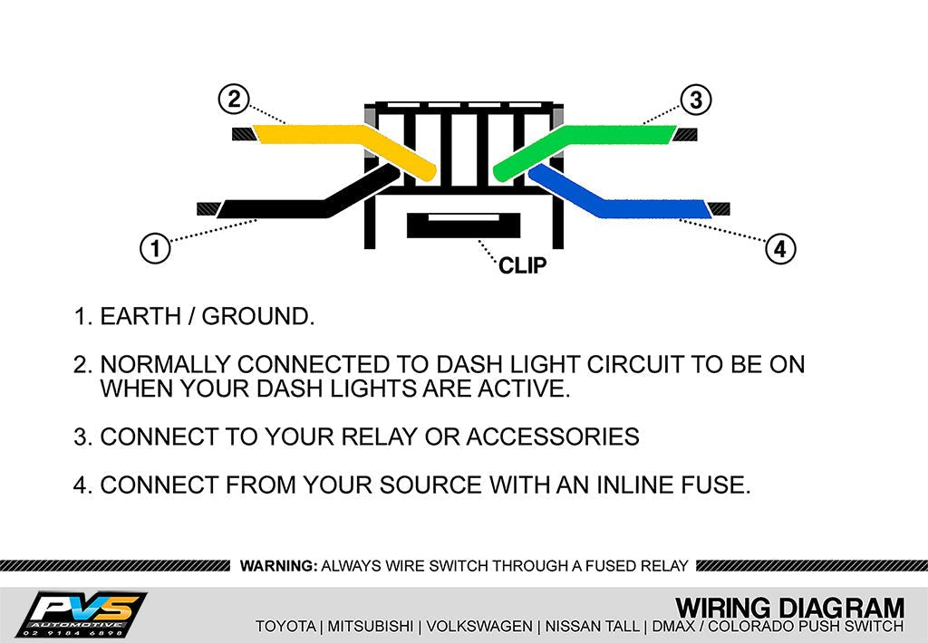 PVS Automotive - Horizontal White LED Push Switch to suit Toyota Hilux Hiace FJ Cruiser Prado 70 Series LandCruiser - 4X4OC™ | 4x4 Offroad Centre