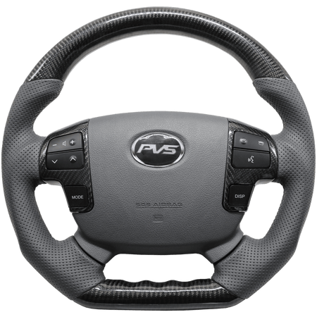 PVS Automotive - OEM Carbon Grey Leather Steering Wheel with Steering Controls Insert to suit Toyota LandCruiser 70 Series **PRE - ORDER FOR AUGUST** - 4X4OC™ | 4x4 Offroad Centre